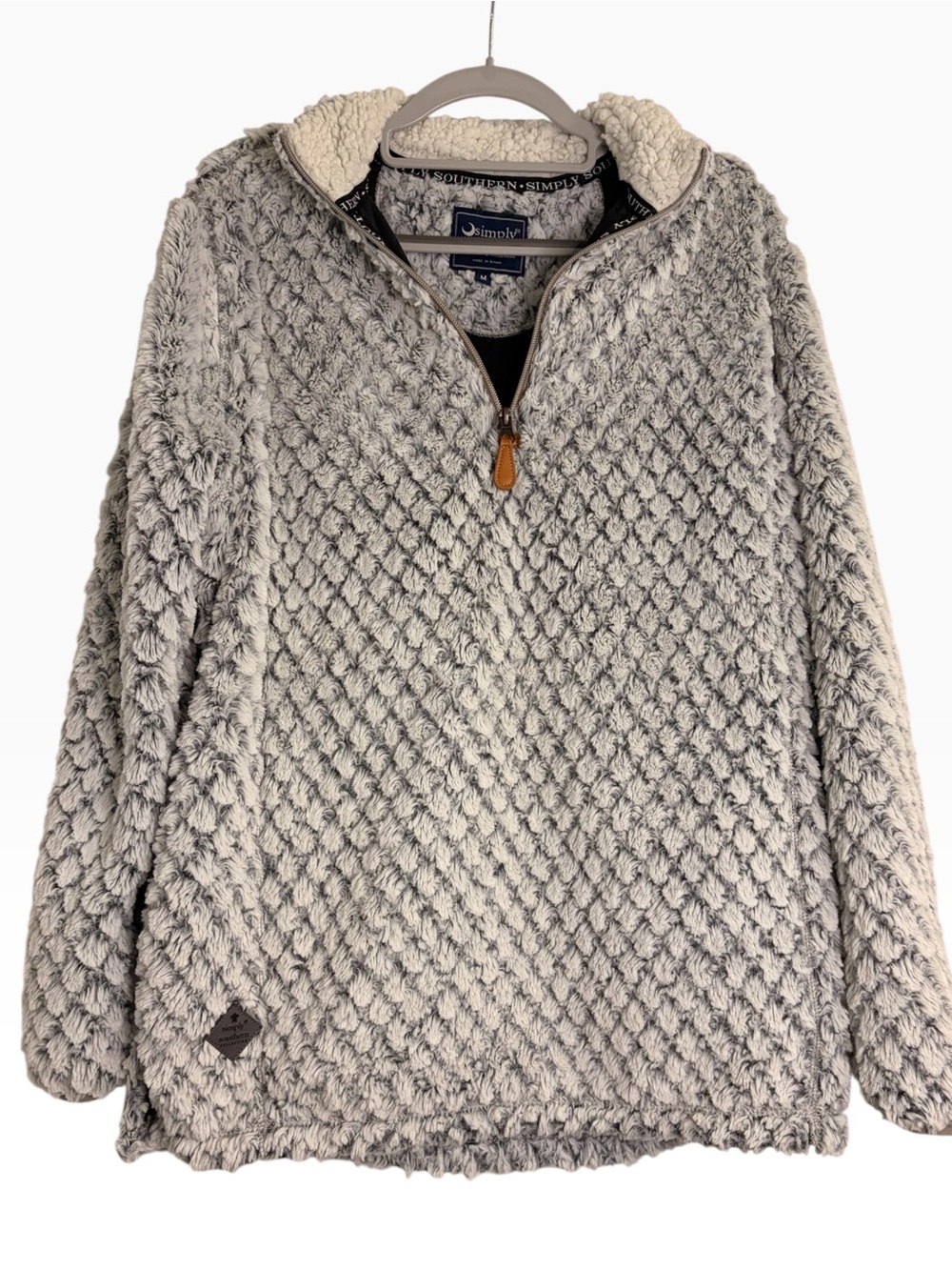 Simply Southern Light Gray Plush Sherpa Half-Zip Pullover